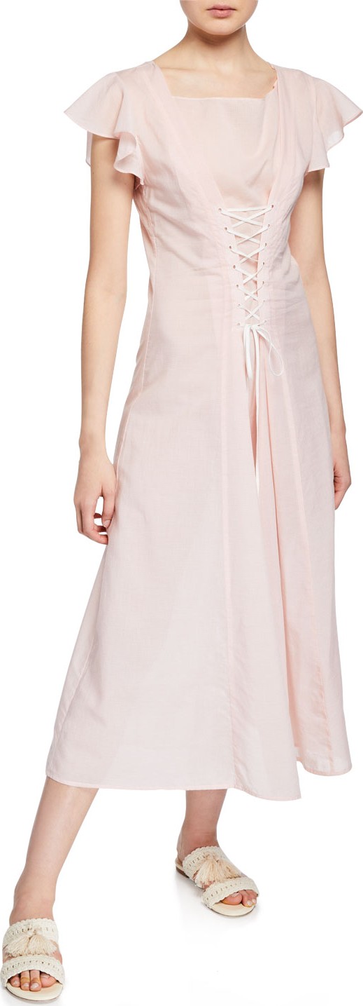 Marysia Shelter Lace-Up Cotton Coverup Dress