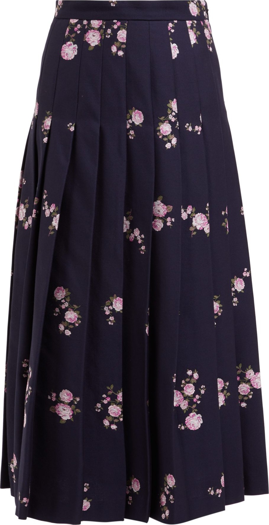 Gucci Floral-jacquard pleated cotton-blend midi skirt