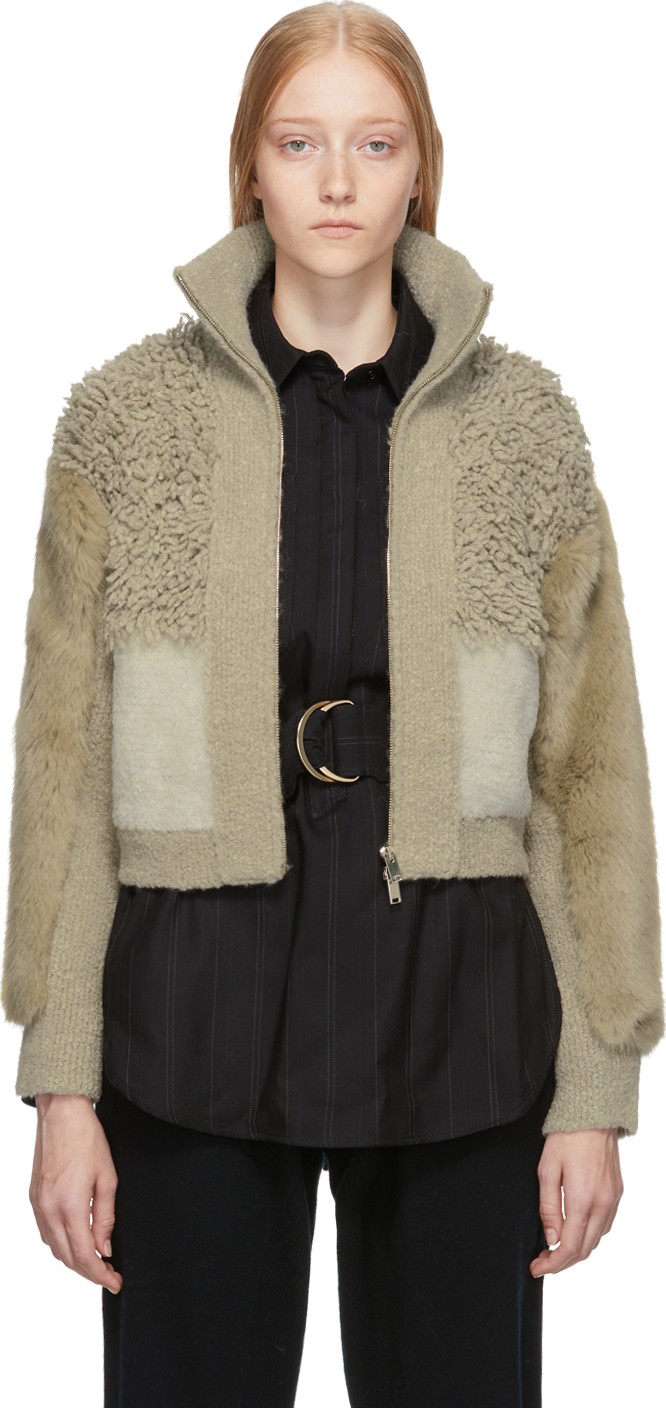 Stella McCartney Beige Faux-Fur Jacket