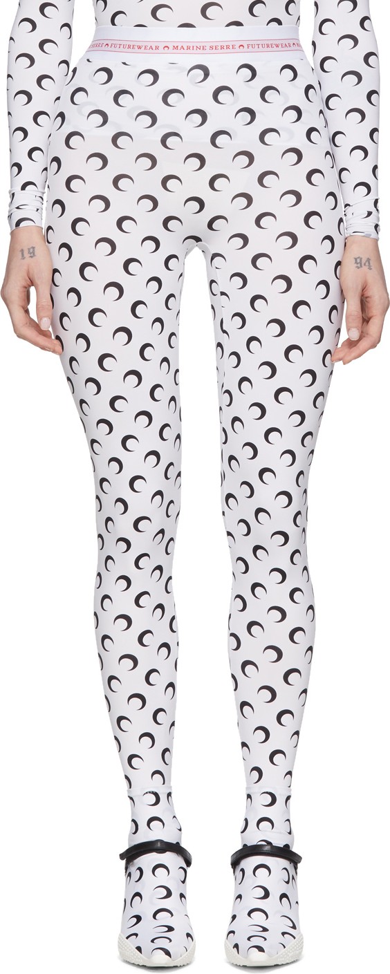 Marine Serre White All Over Moon Leggings