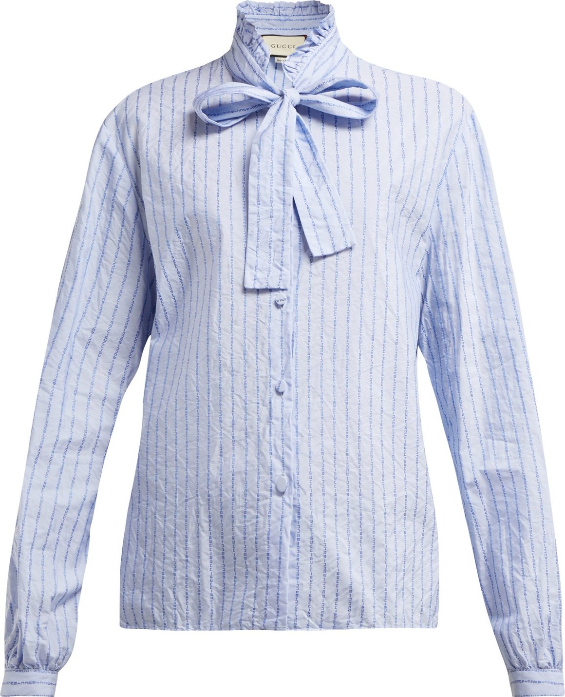 Gucci Pussy-bow striped logo-jacquard cotton shirt