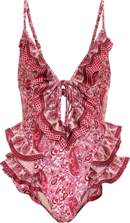 Zimmermann Amari ruffled printed swimsuit