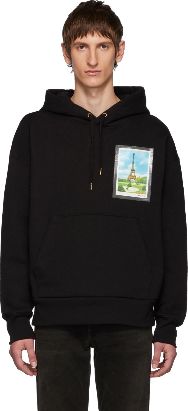 AMI Black Postcard Print Hoodie