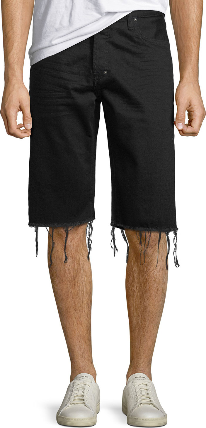 PRPS Men's Frayed-Hem Denim Shorts
