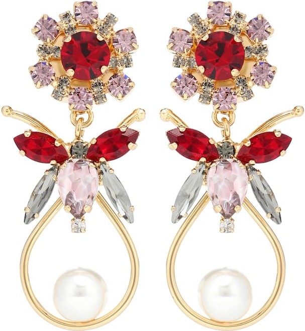 Erdem Crystal-embellished clip-on earrings