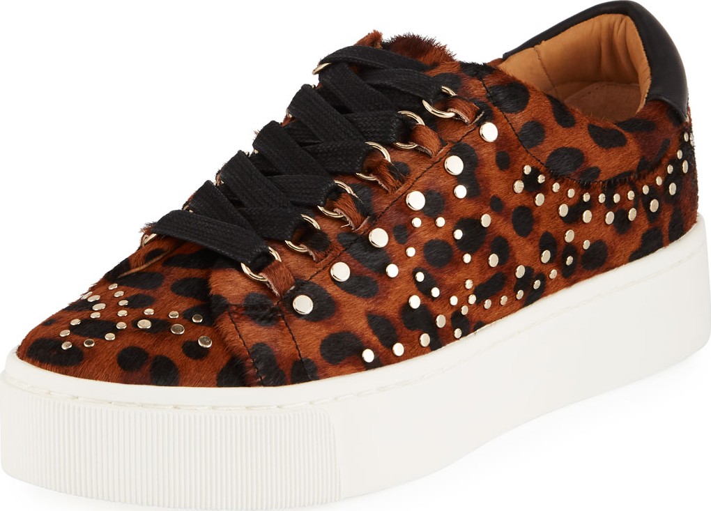 Joie Handan Studded Leopard-Print Platform Sneakers