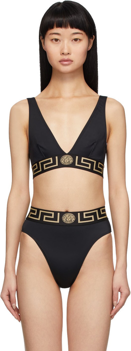 Versace Black Medusa Triangle Bikini Top
