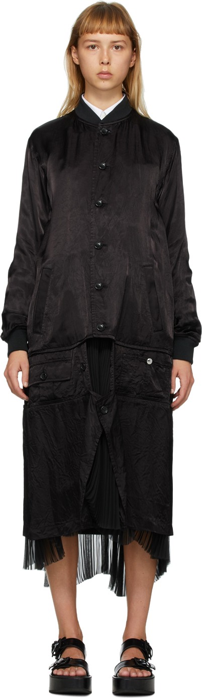 Comme Des Garçons Homme Plus Black Cupro Logo Bomber Coat
