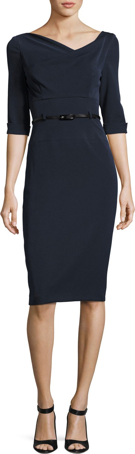 Black Halo Jackie 3/4-Sleeve Sheath Dress