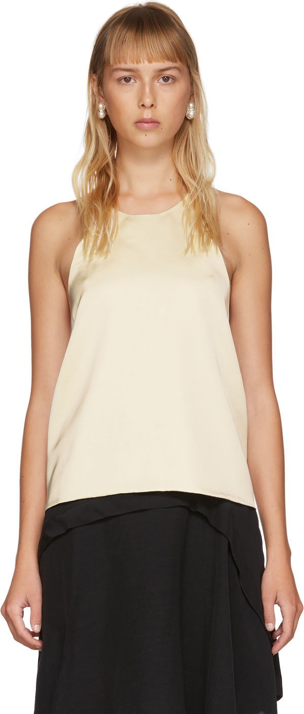 LVIR Off-White Open Back Satin Slip Camisole