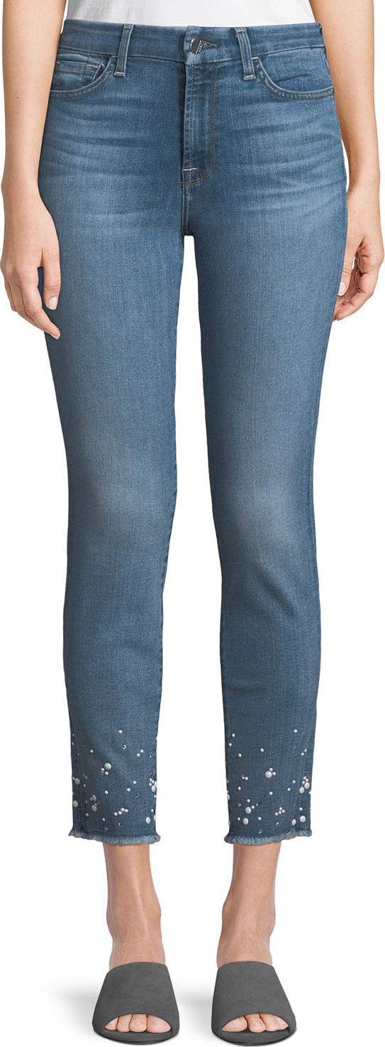 Jen7 Ankle Skinny Jeans w/ Crystal Hem