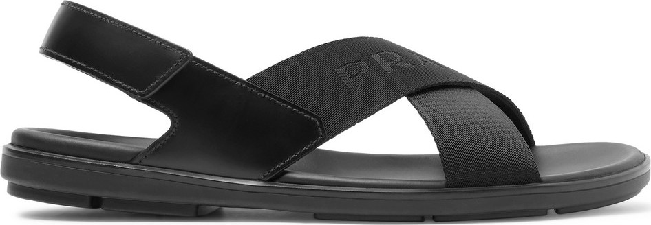 Prada Logo-Jacquard Nylon and Leather Sandals