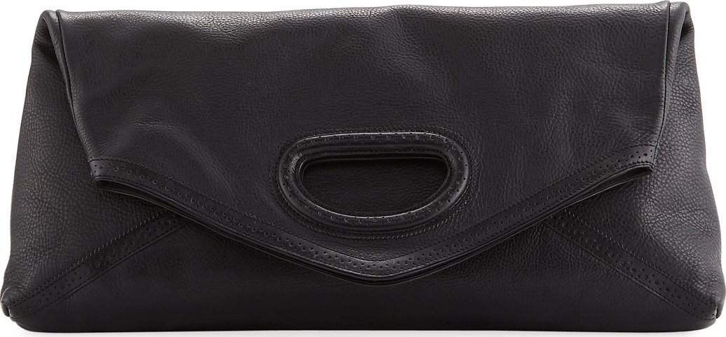 Dries Van Noten Fold-Over Leather Clutch Bag