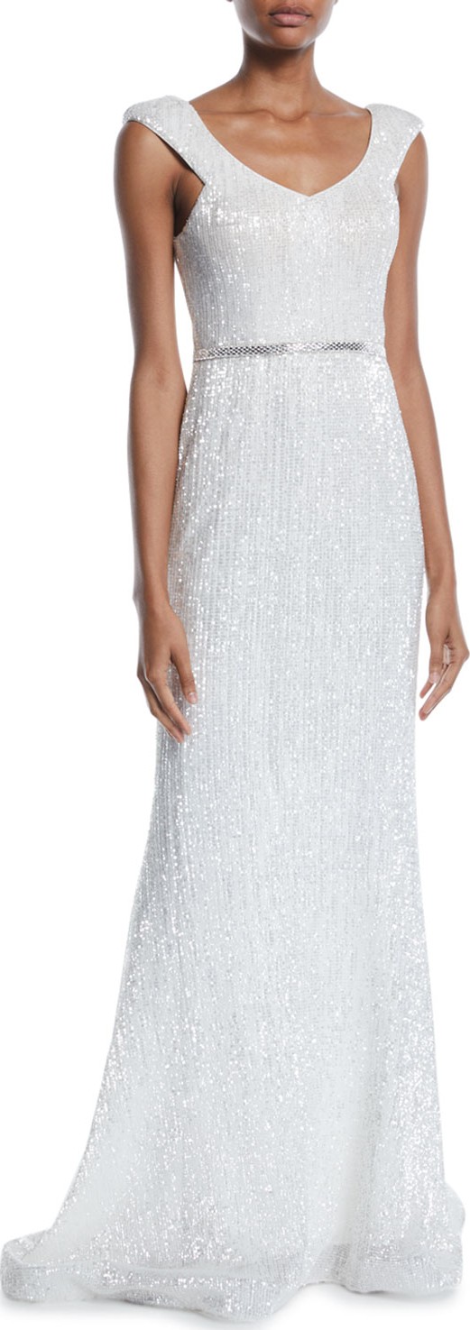 Jovani Sequin V-Back Sleeveless Gown