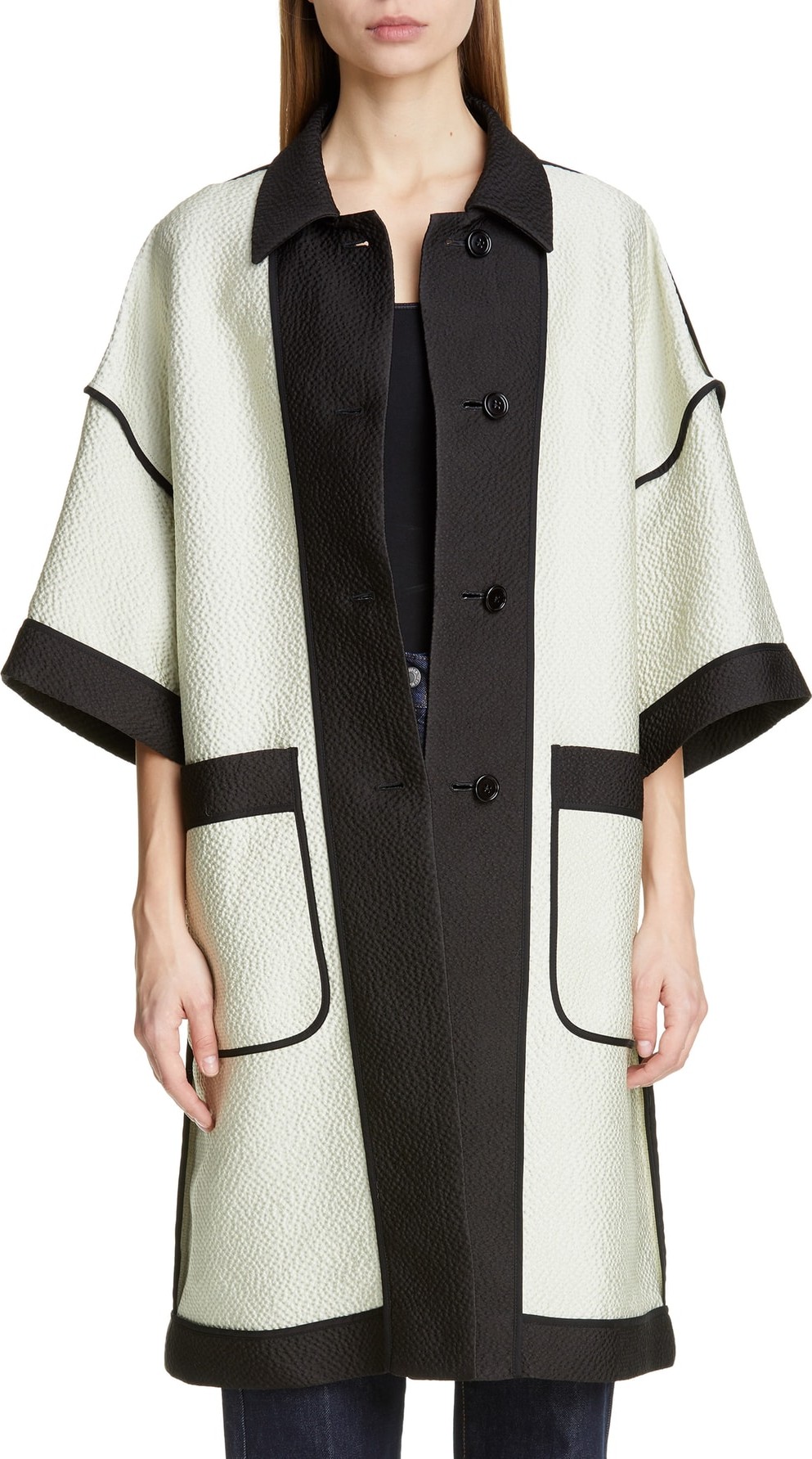 Dries Van Noten Ringola Contrast Trim Satin Topper