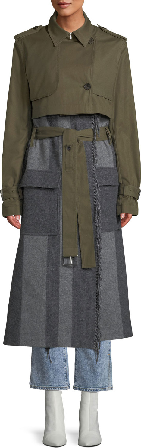 Derek Lam 10 Crosby 2-in-1 Trench Coat with Fringe