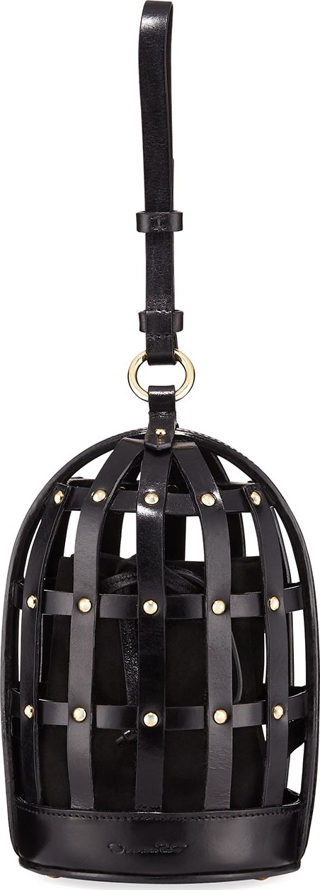 Oscar De La Renta Bird Cage Leather Shoulder Bag