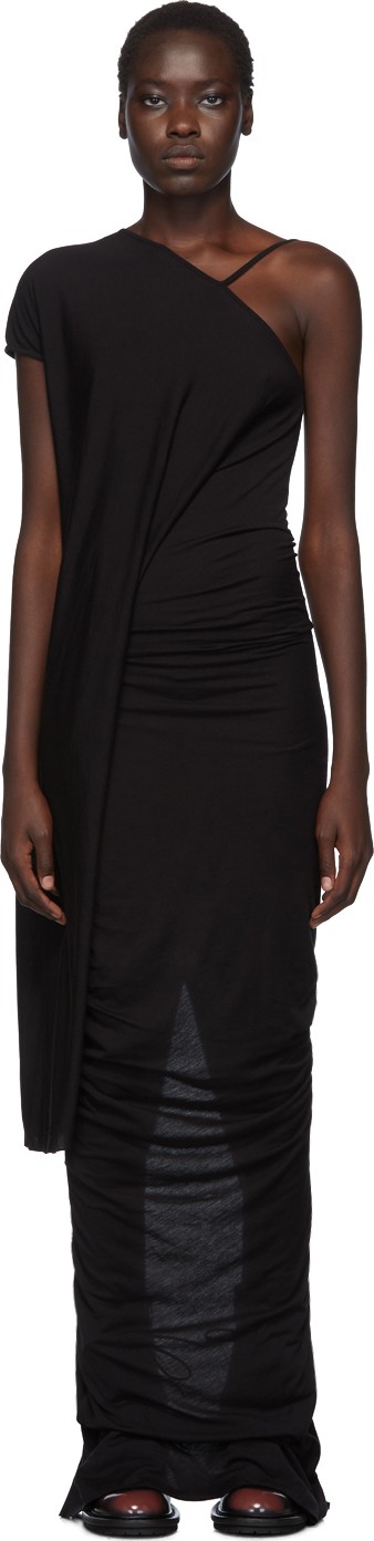 Rick Owens Lilies Black Single-Shoulder Gown