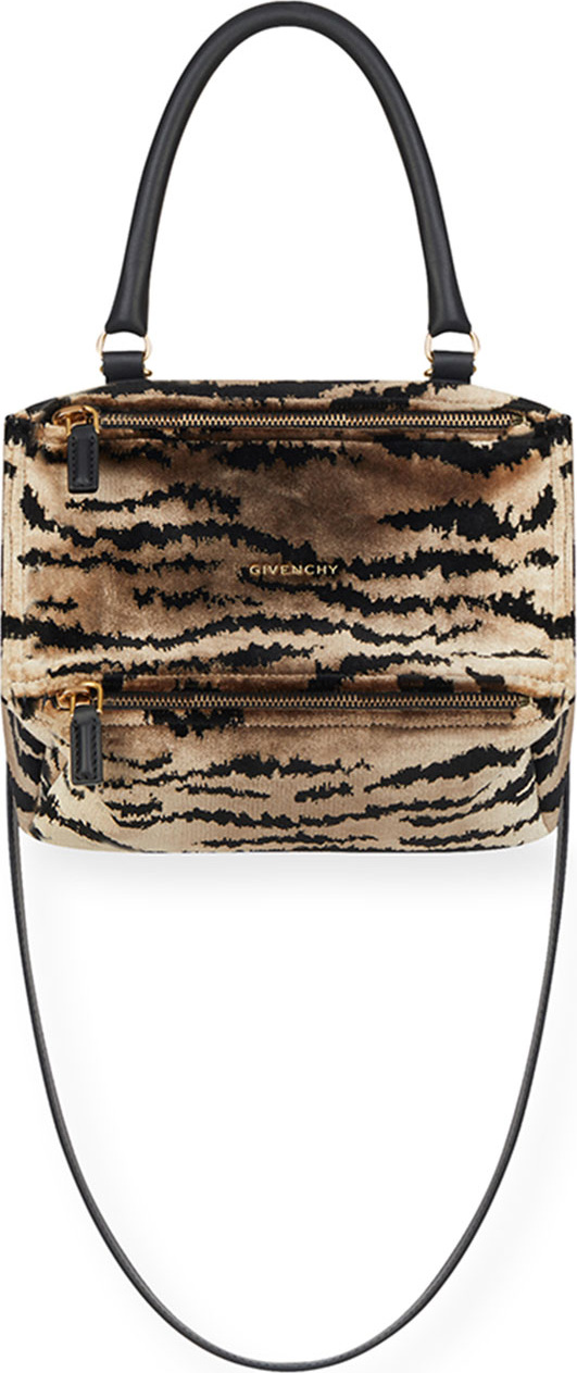 Givenchy Pandora Velvet Animal-Print Small Satchel Bag