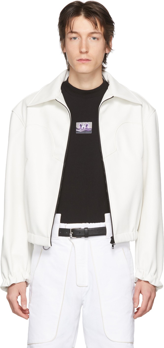 Boramy Viguier White Faux-Leather Coach Jacket