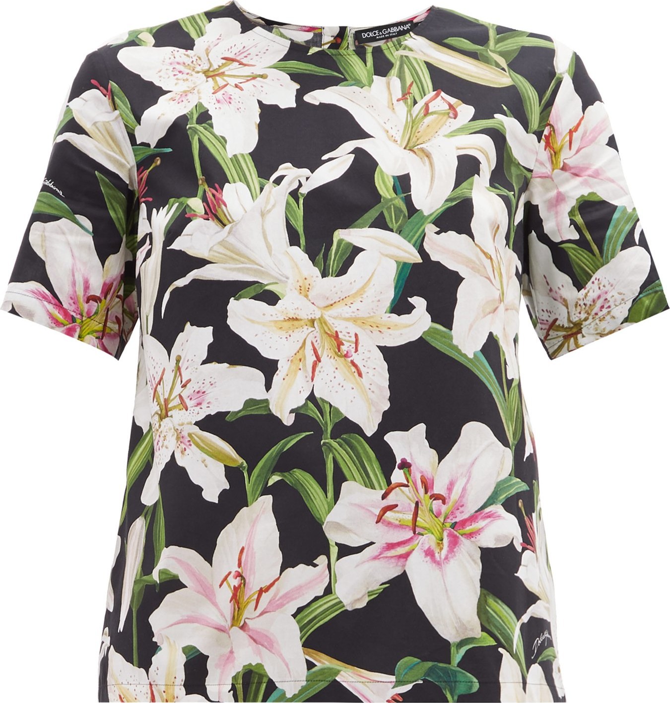 Dolce & Gabbana Lilium-print cotton-poplin top