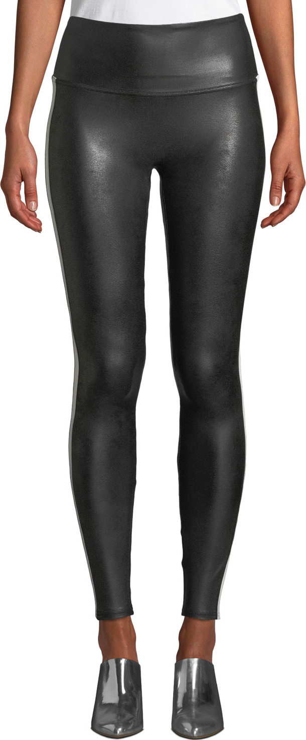 SPANX Faux-Leather Side-Stripe Leggings