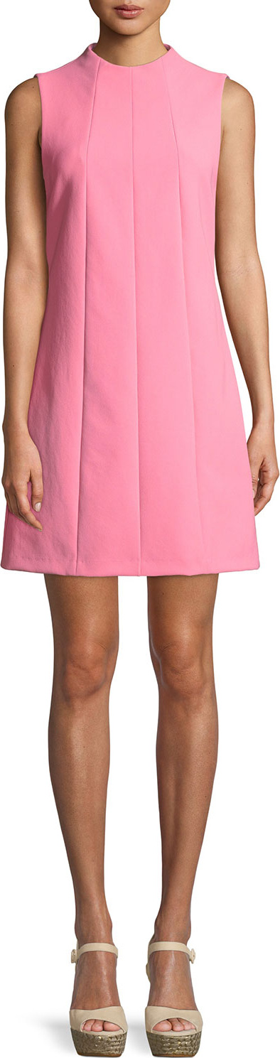 Alice + Olivia Coley Mock-Neck Sleeveless Seamed A-Line Mini Dress