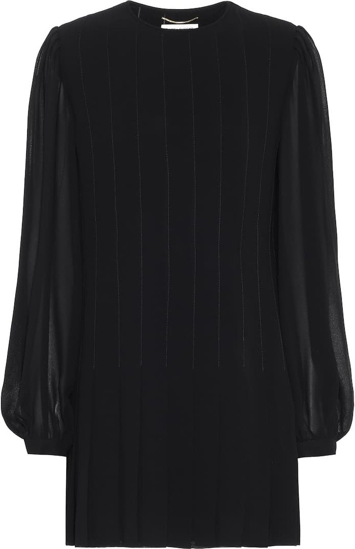Saint Laurent Pleated crêpe minidress