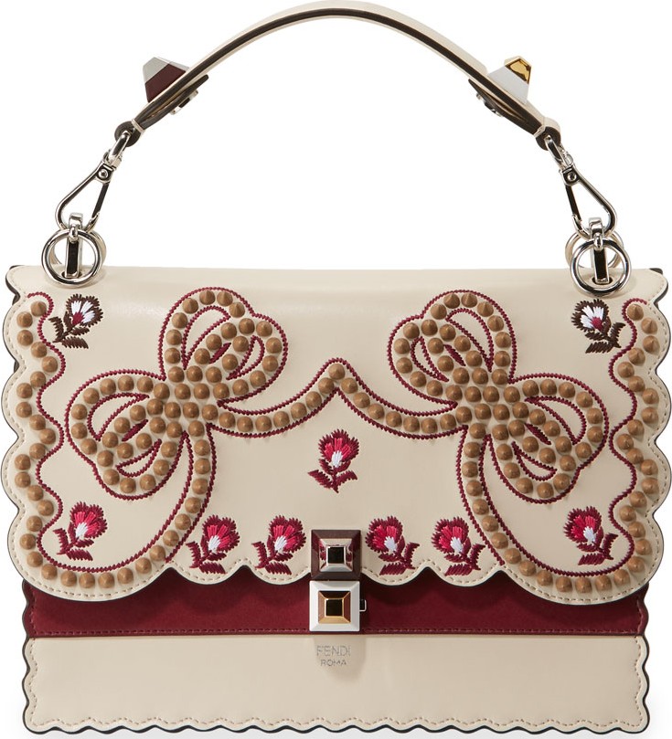 Fendi Kan I Medium Bow Embroidered Shoulder Bag