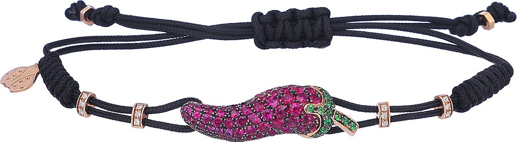 Pippo Perez 18k Rose Gold, Diamond & Ruby Pepper Pull-Cord Bracelet