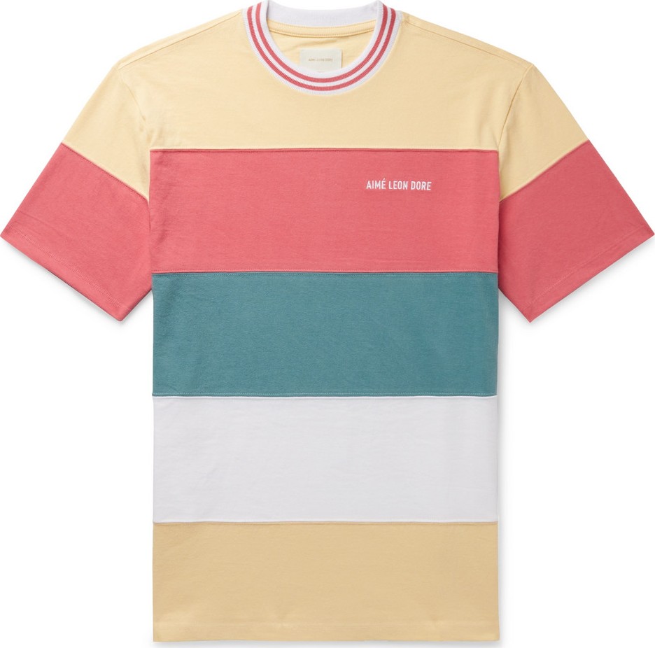 Aimé Leon Dore Logo-Embroidered Colour-Block Cotton-Jersey T-Shirt