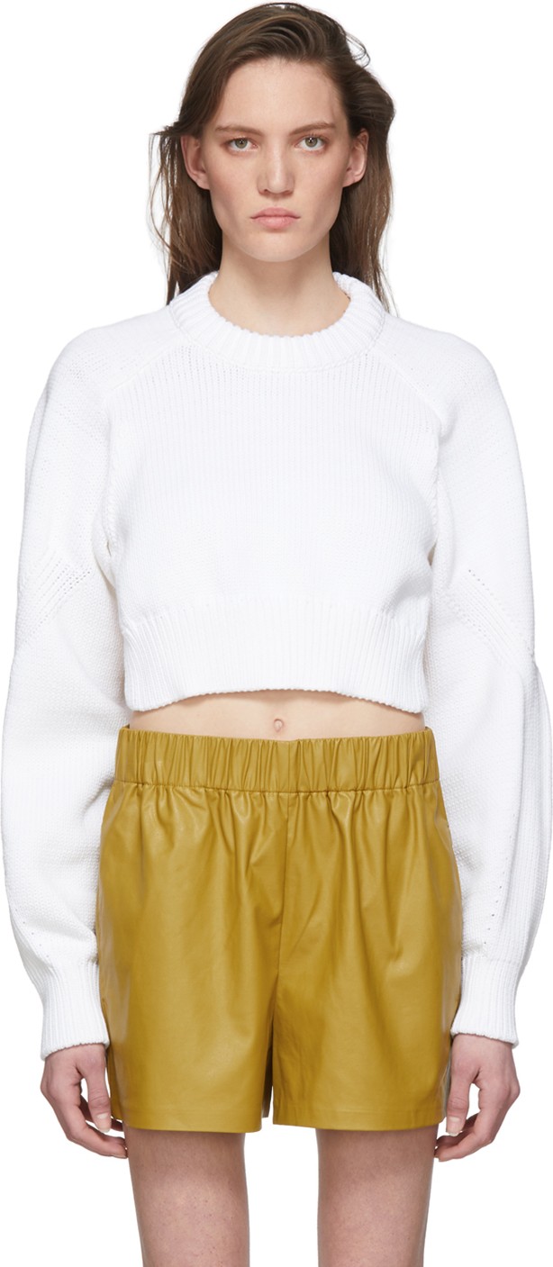 Tibi White Tube Yarn Open Back Sweater