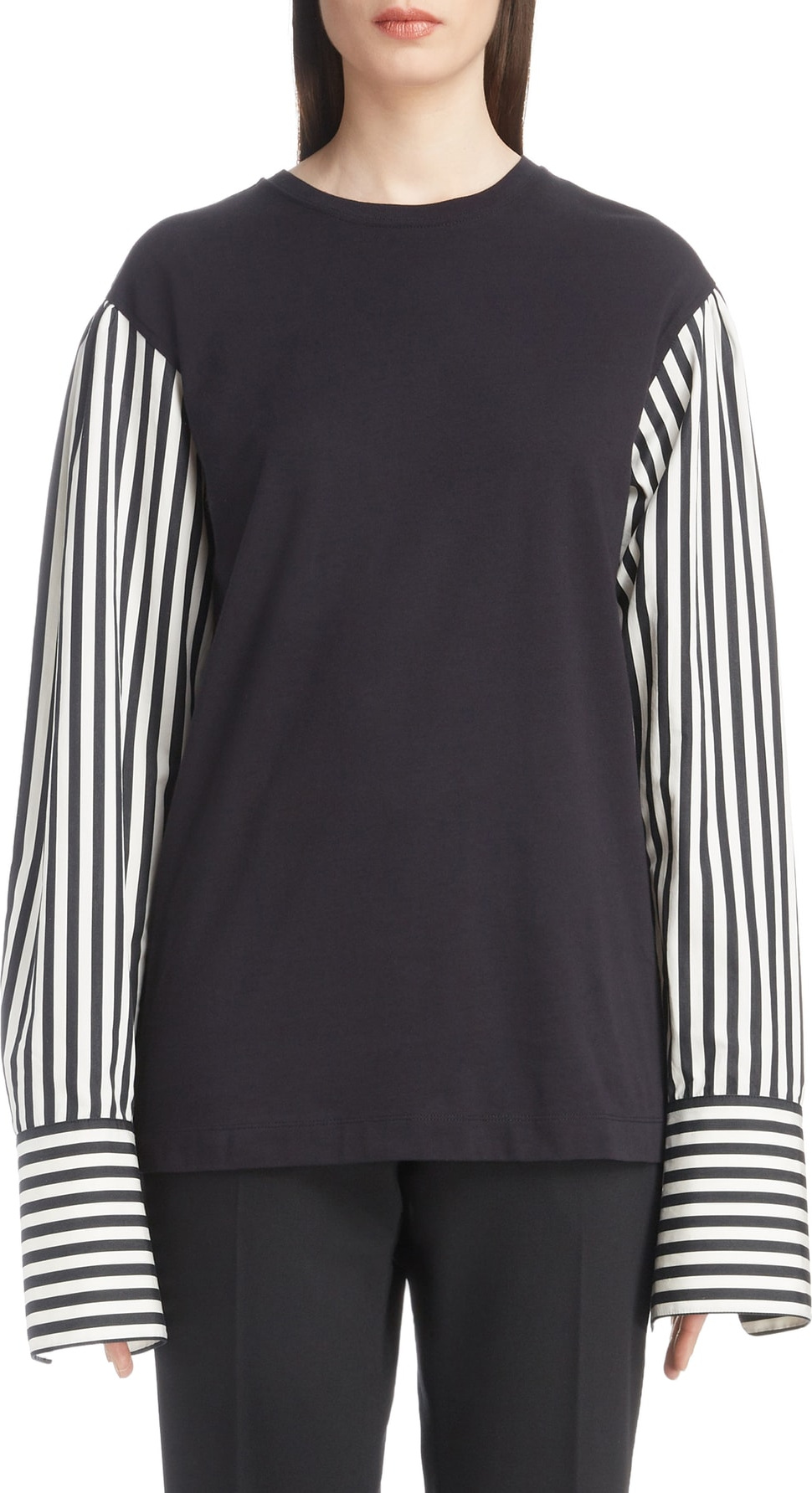 Dries Van Noten Poplin Sleeve Knit Top