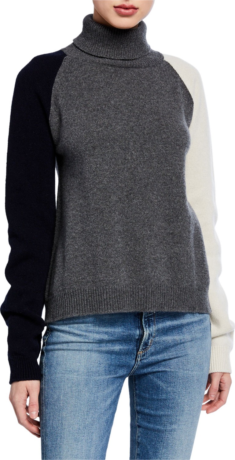 Majestic Tricolor Long-Sleeve Turtleneck Sweater