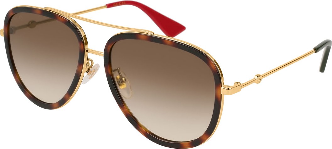 Gucci Metal Gradient Aviator Sunglasses, Gold/Brown