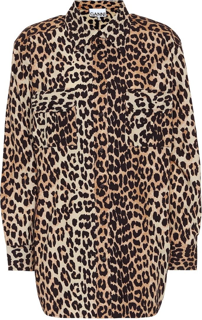 Ganni Leopard-print cotton shirt