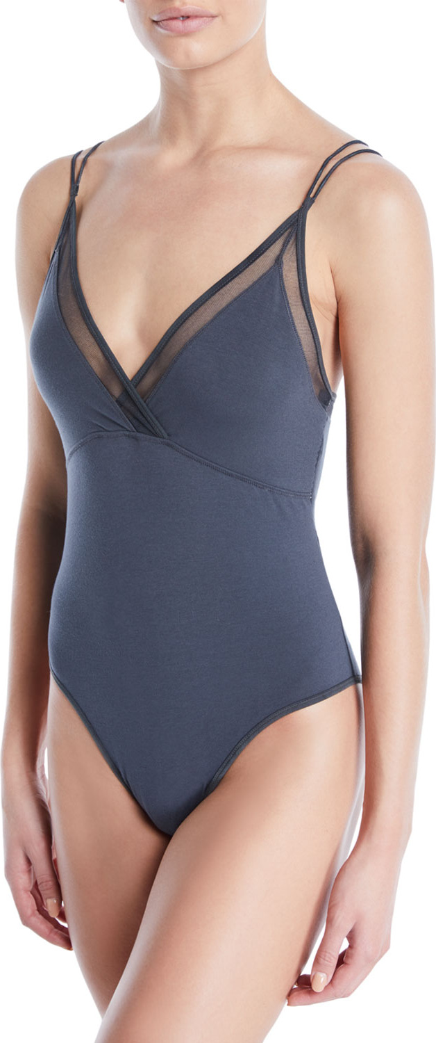 SKIN Orchid Tulle-Trim Bodysuit