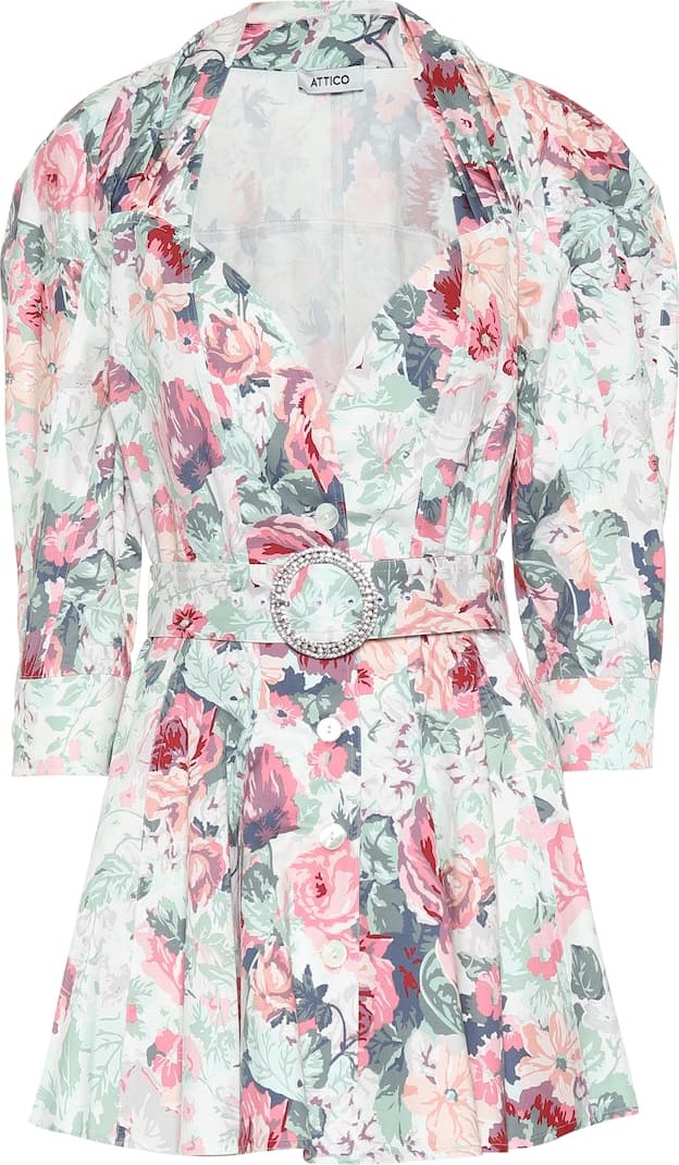 Attico Floral-printed cotton minidress