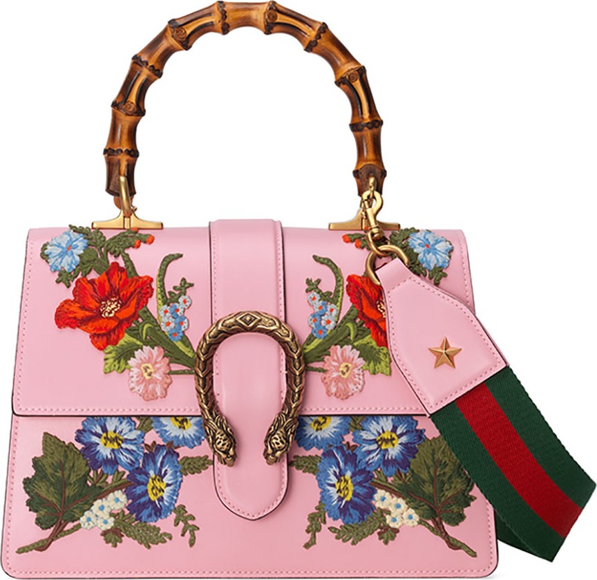 Gucci Dionysus Small Embroidered Floral Satchel Bag, Pink