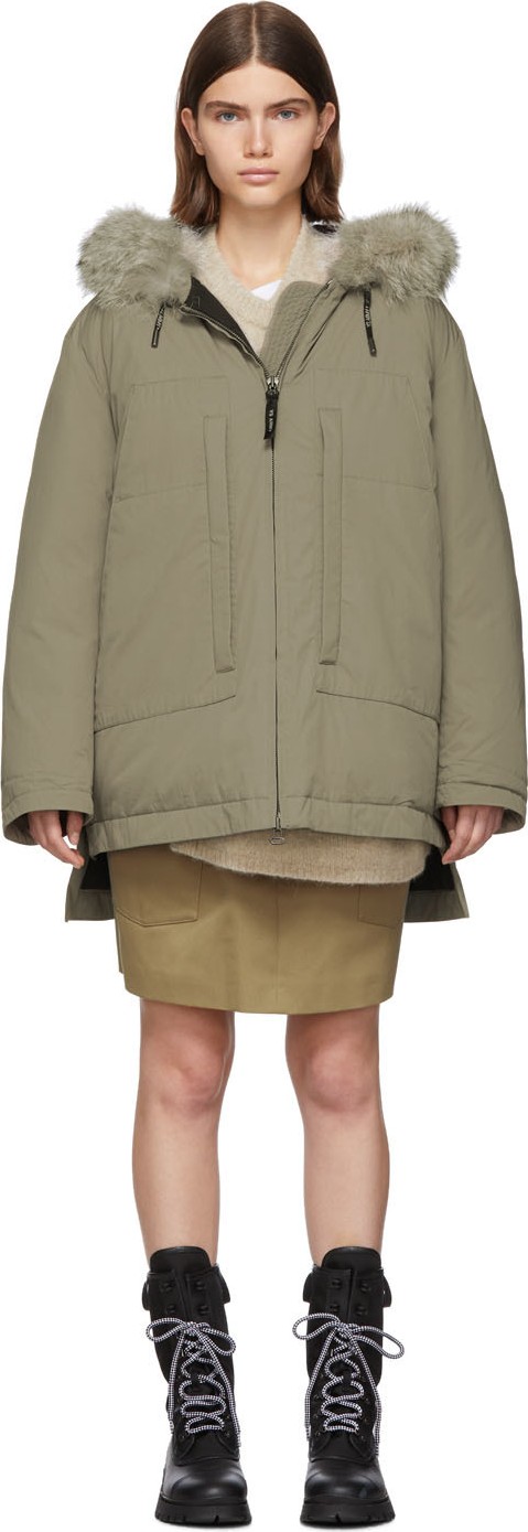 Army By Yves Salomon Beige Down & Fur Doudoune Jacket