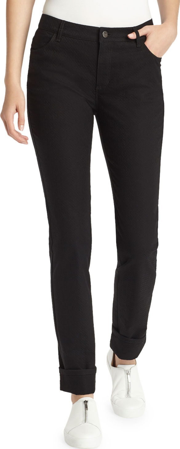 Lafayette 148 New York Thompson Dynamic Herringbone Jacquard Slim-Leg Jeans