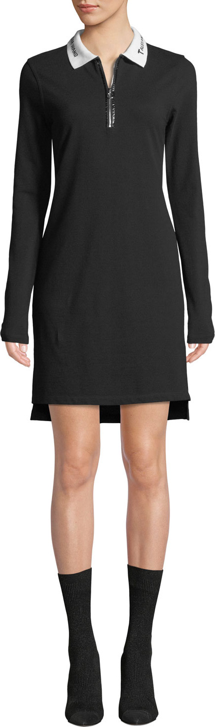 T By Alexander Wang Cotton Pique Polo Short Zip-Front Shirtdress