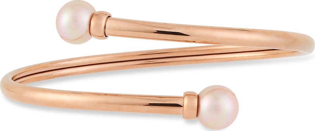 Majorica Coiled 9mm Manmade Pearl Bangle Bracelet - Gift Boxed
