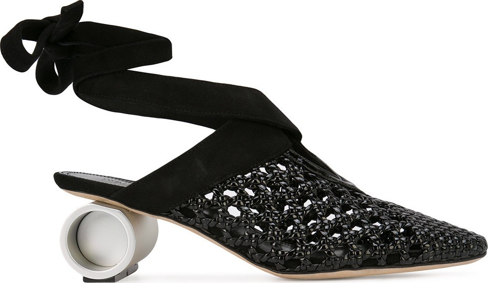 J.W.Anderson lace up woven cylinder heel mule
