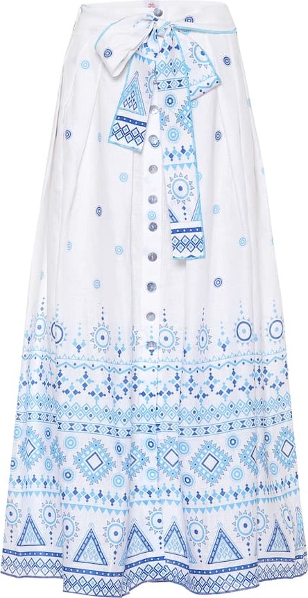 Gül Hürgel Printed linen midi skirt