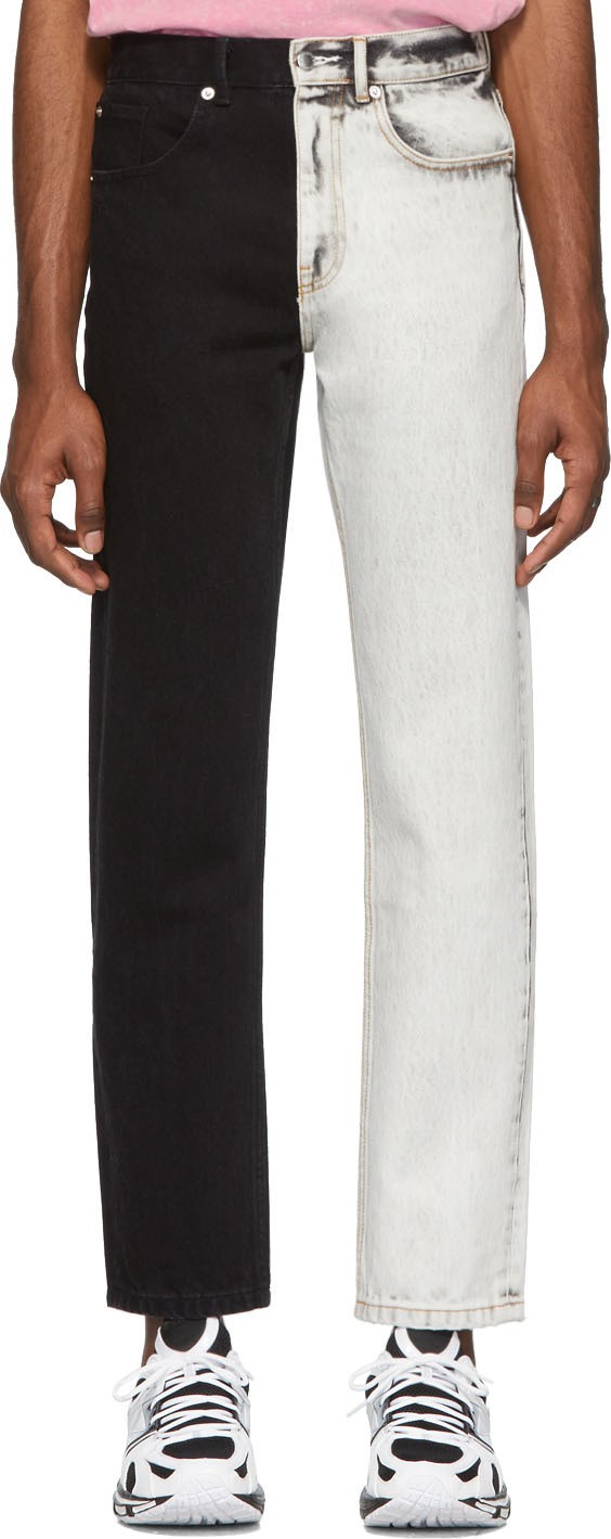 Alexander Wang White & Black Bicolor Five-Pocket Jeans