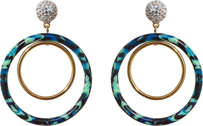 Lele Sadoughi Pave Double-Hoop Drop Earrings