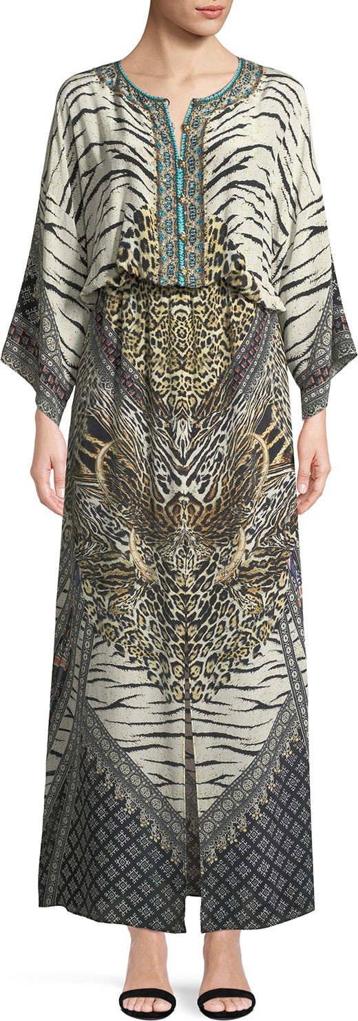 Camilla Embellished Silk Split-Front Maxi Dress