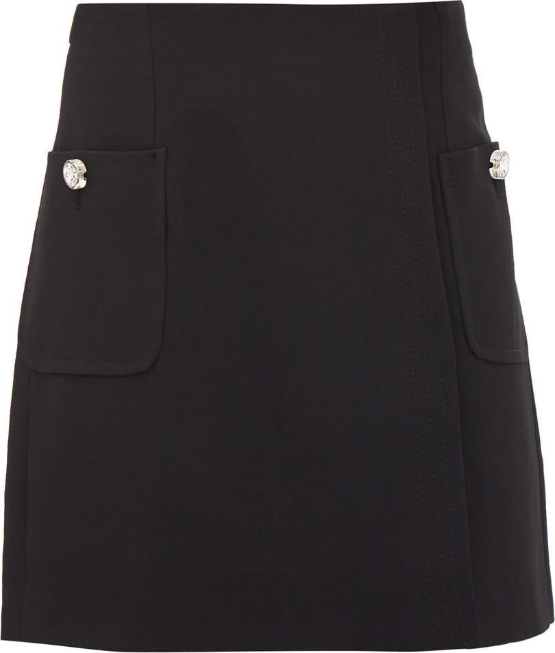 Nº21 Crystal-button crepe mini skirt