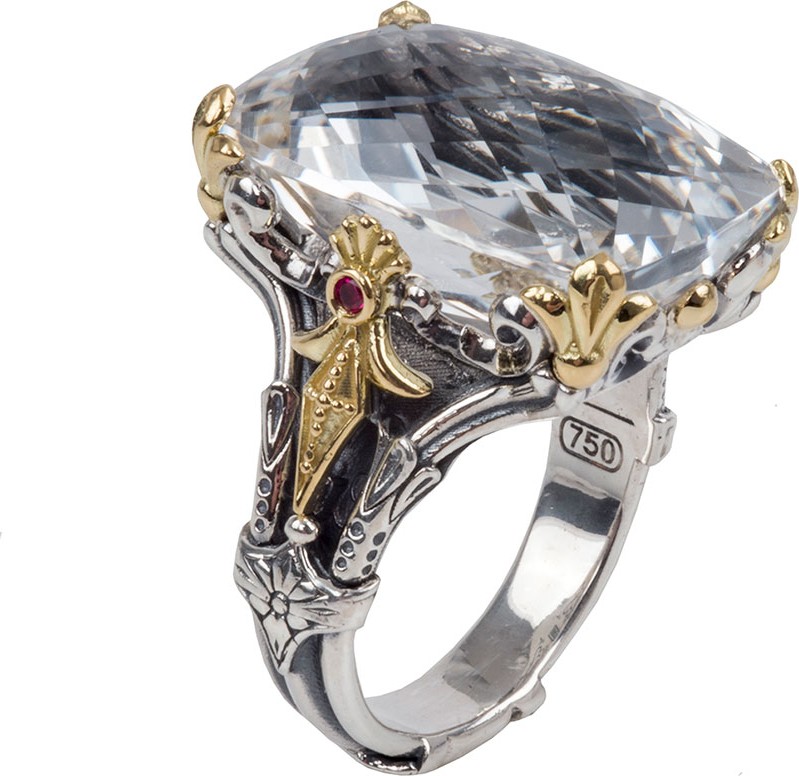 Konstantino Pythia Crystal & Corundum Rectangle Ring